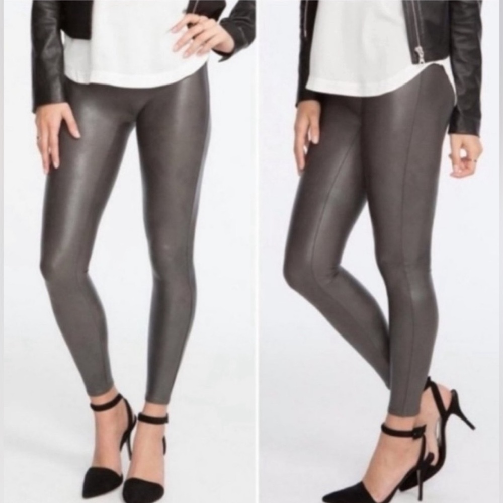Spanx Faux Leather Leggings Grey Size Large